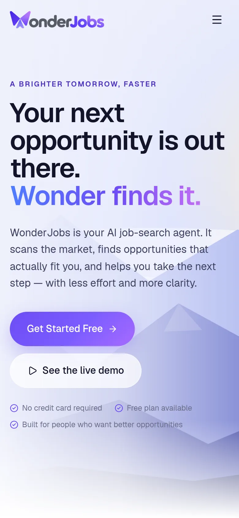 WonderJobs AI provider section on a phone: WonderJobs AI or bring your own Anthropic, OpenAI or Gemini key